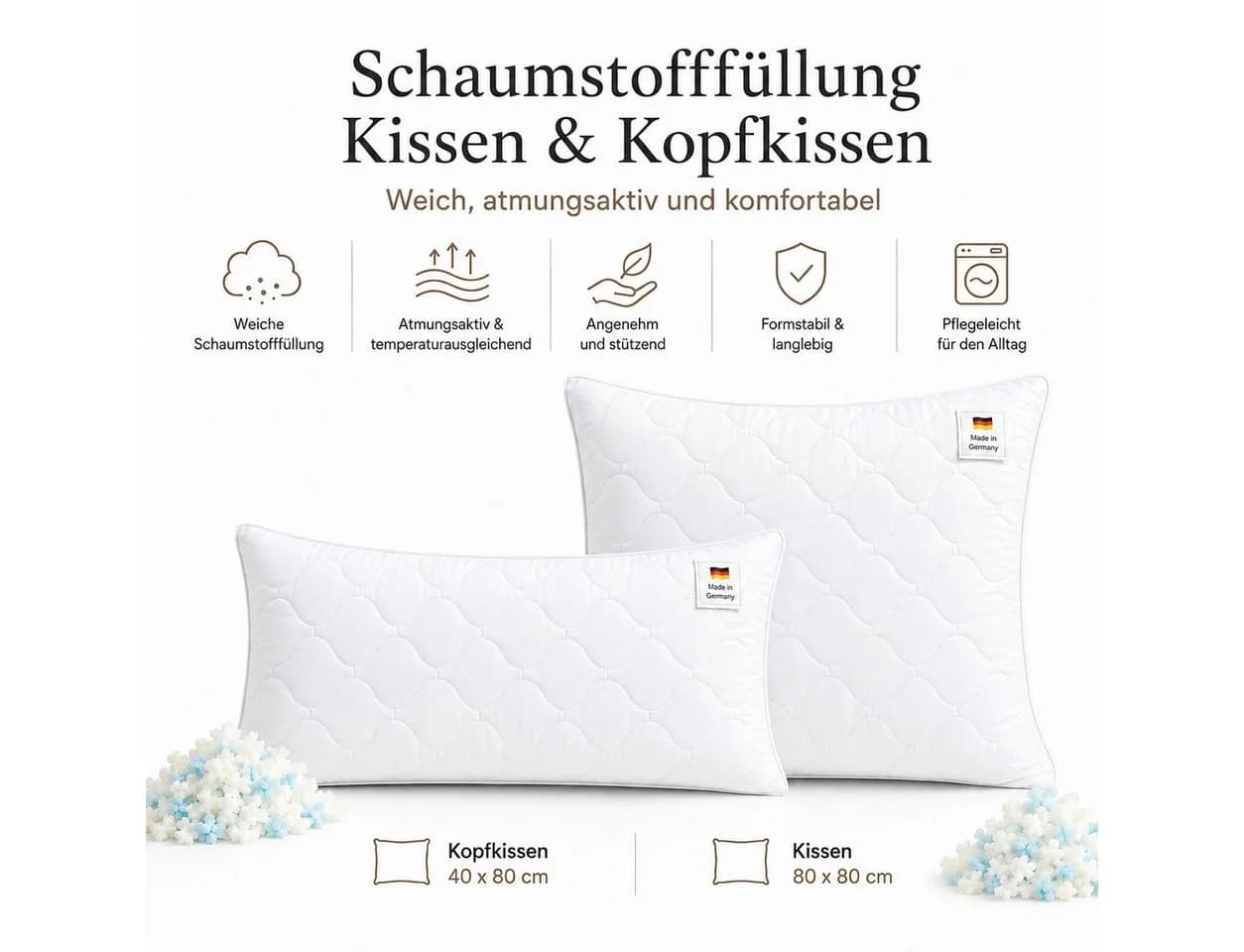 NEXGEN Luxus Kopfkissen Visco-Schaumstoffflocken Formstabil - Bild 3