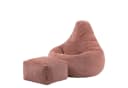 Icon Dalton Sitzsack Sessel mit Rückenlehne Cord Rosa inkl. Hocker XXL Bild 2