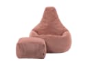 Icon Dalton Sitzsack Sessel mit Rückenlehne Cord Rosa inkl. Hocker XXL Bild 4