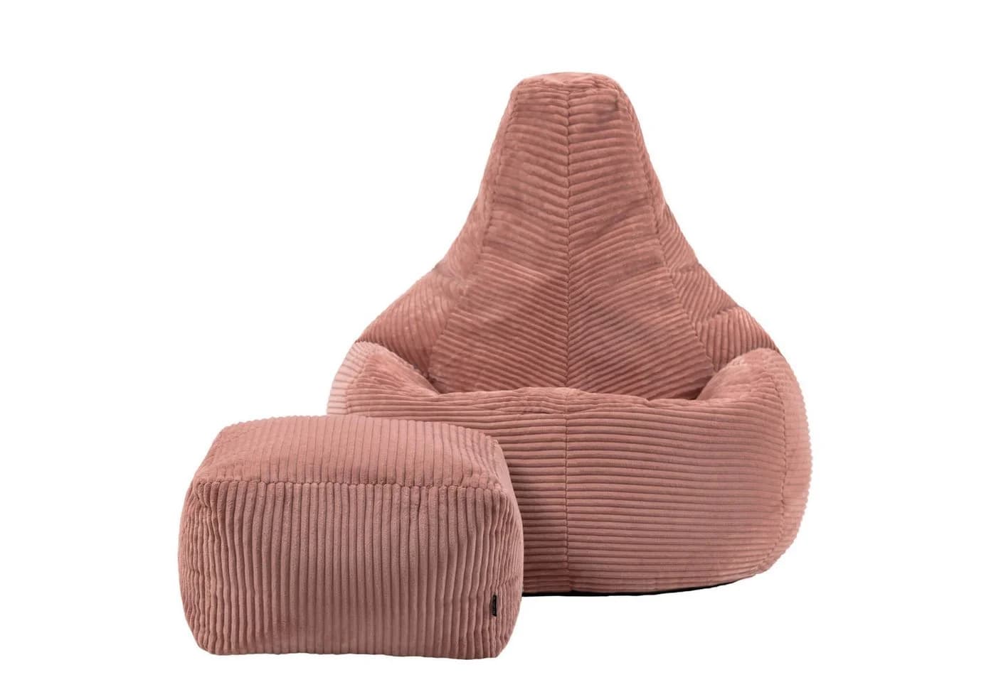 Icon Dalton Sitzsack Sessel mit Rückenlehne Cord Rosa inkl. Hocker XXL - Bild 4