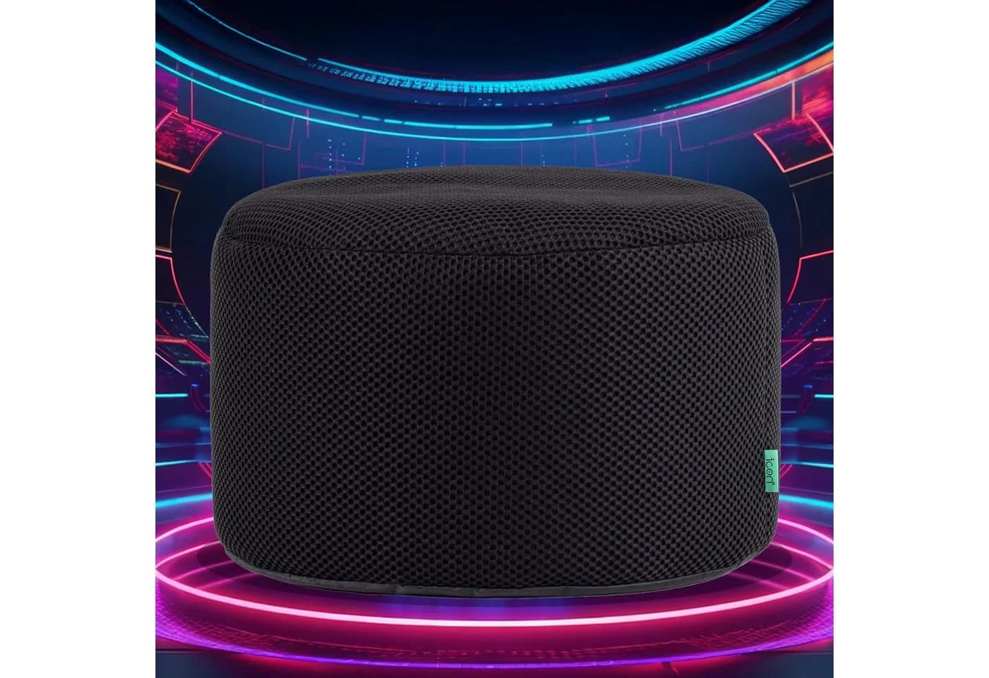 Icon Pouf XL Mesh Schwarz Gaming Fußhocker mit Füllung - Bild 3