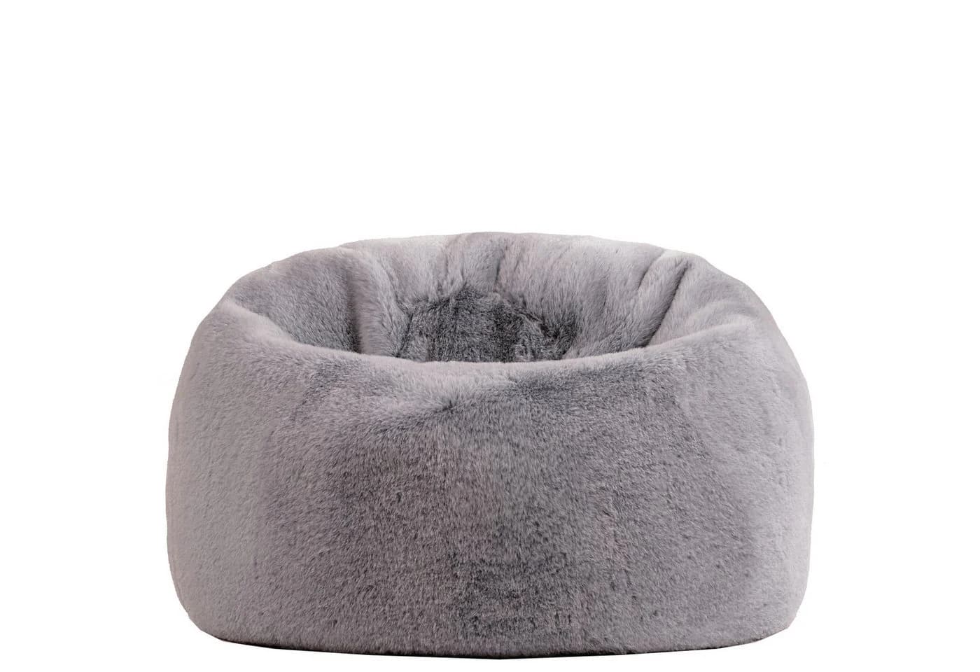 ICON Sitzsack Flauschig Kunstfell Grau mit Füllung Made in Germany - Bild 4