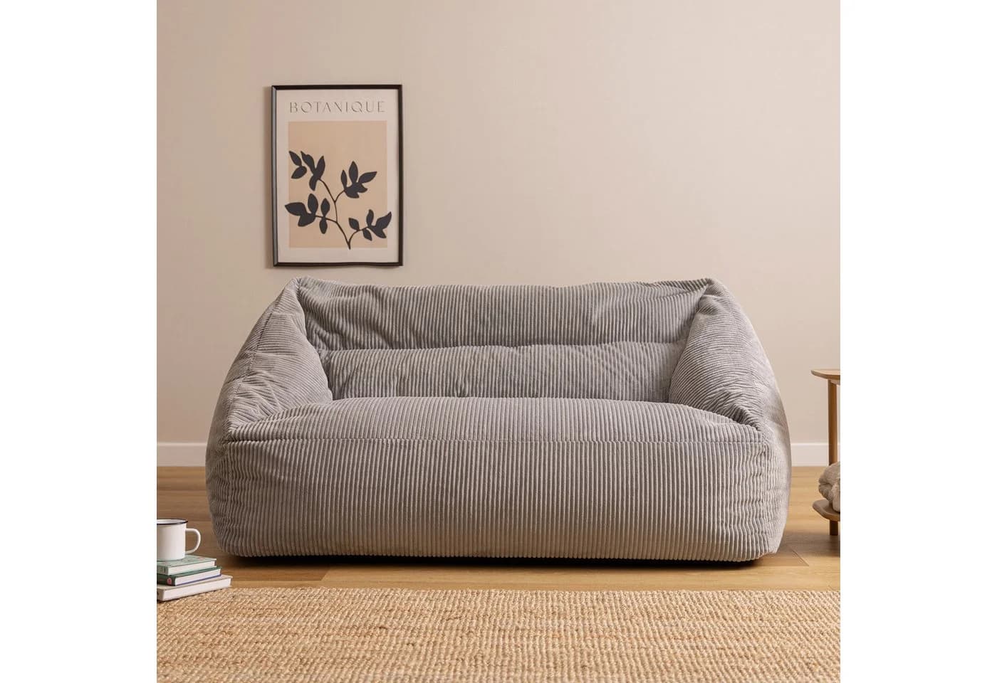 Icon Cecilia Sitzsack Sofa Cord Grau 2-Sitzer mit Füllung - Bild 3