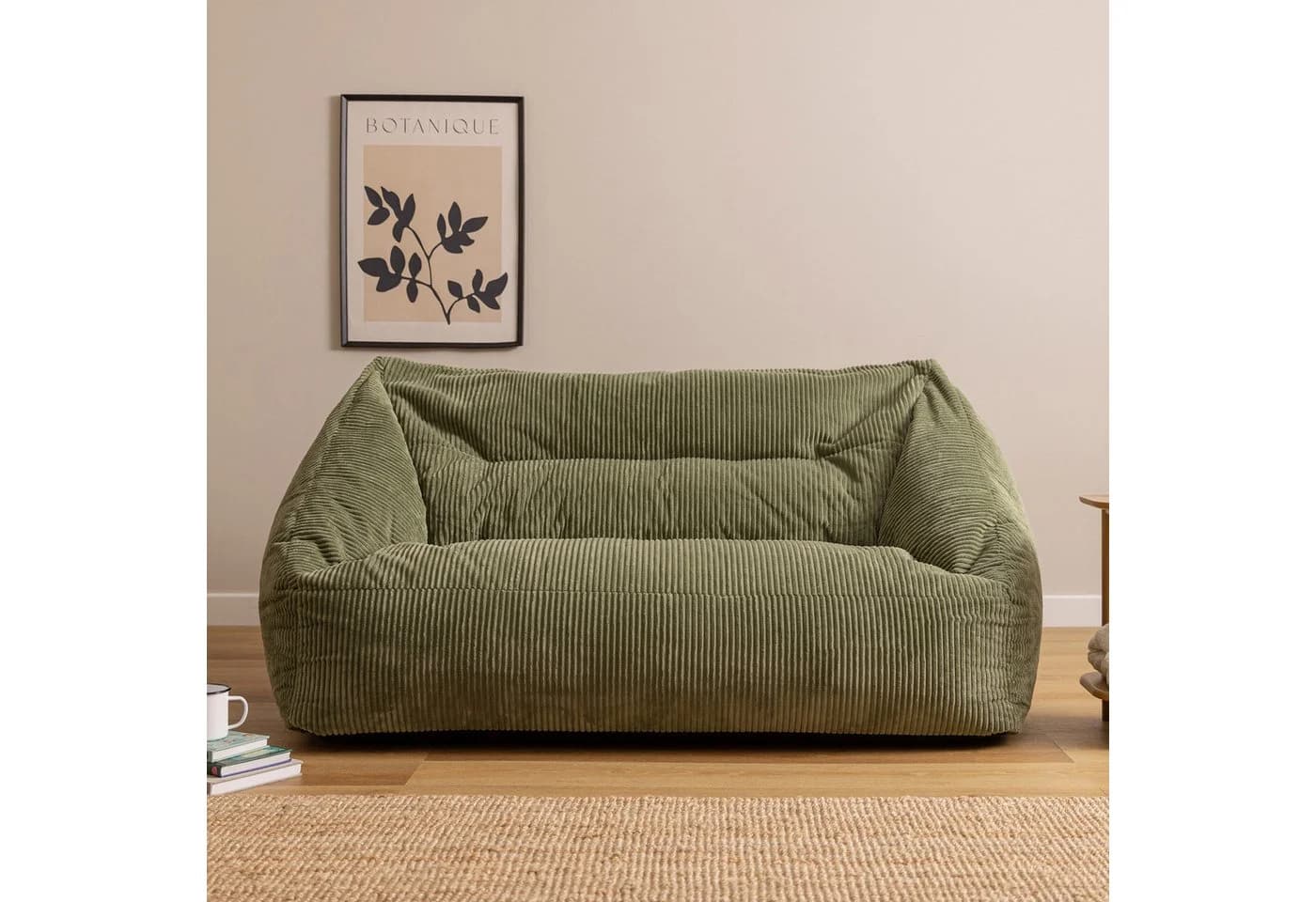 Icon Cecilia Sitzsack Cord Sofa 2-Sitzer Salbeigrün mit Füllung - Bild 3