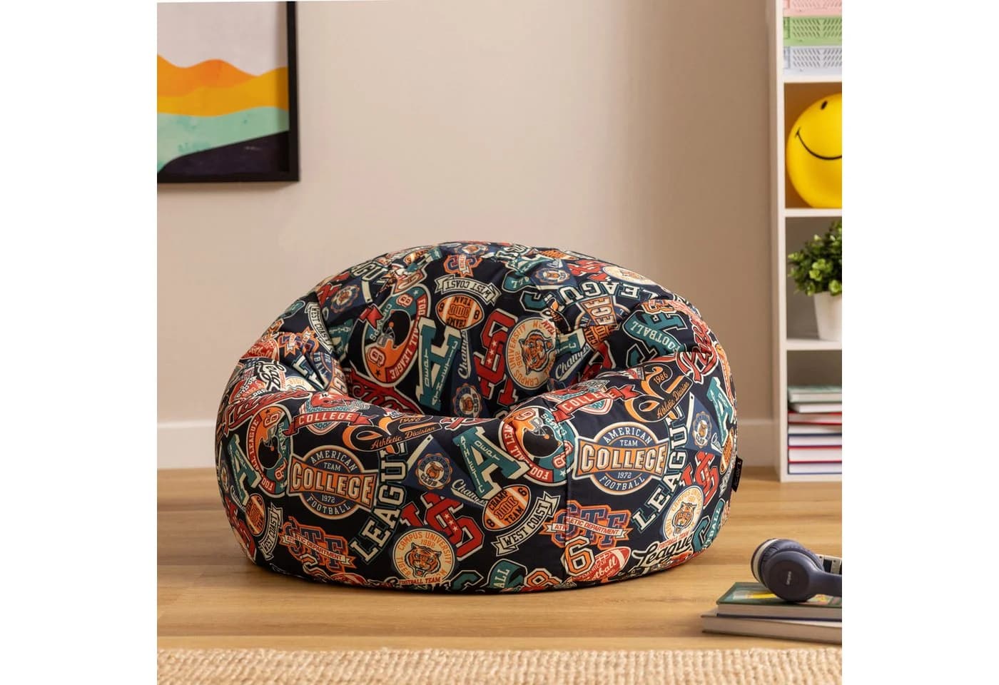 icon Sitzsack Kinder Schwarz Druck Groß 80x45cm - Bild 3