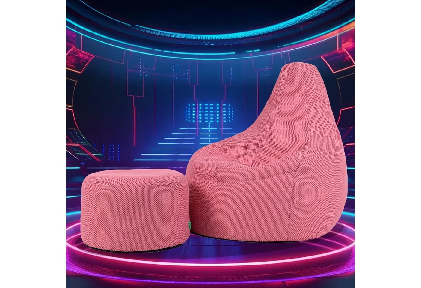 ICON Gaming Sitzsack mit Hocker Rosa Techmesh - Bild 4