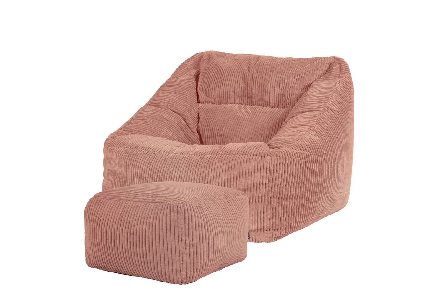 ICON Sitzsack Riesen Sessel aus Cord Flauschig „Natalia" mit Hocker (Spar-Set, 1 x Sitzsack-Sessel, 1 x Fußhocker), Sitzsack XXL, Made in Germany, für Erwachsene & Kinder, für Wohnzimmer - Bild 2