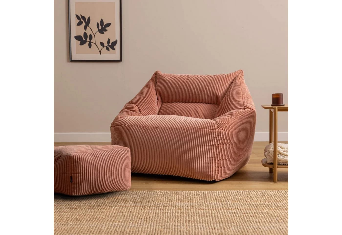 ICON Sitzsack Riesen Sessel aus Cord Flauschig „Natalia" mit Hocker (Spar-Set, 1 x Sitzsack-Sessel, 1 x Fußhocker), Sitzsack XXL, Made in Germany, für Erwachsene & Kinder, für Wohnzimmer - Bild 3