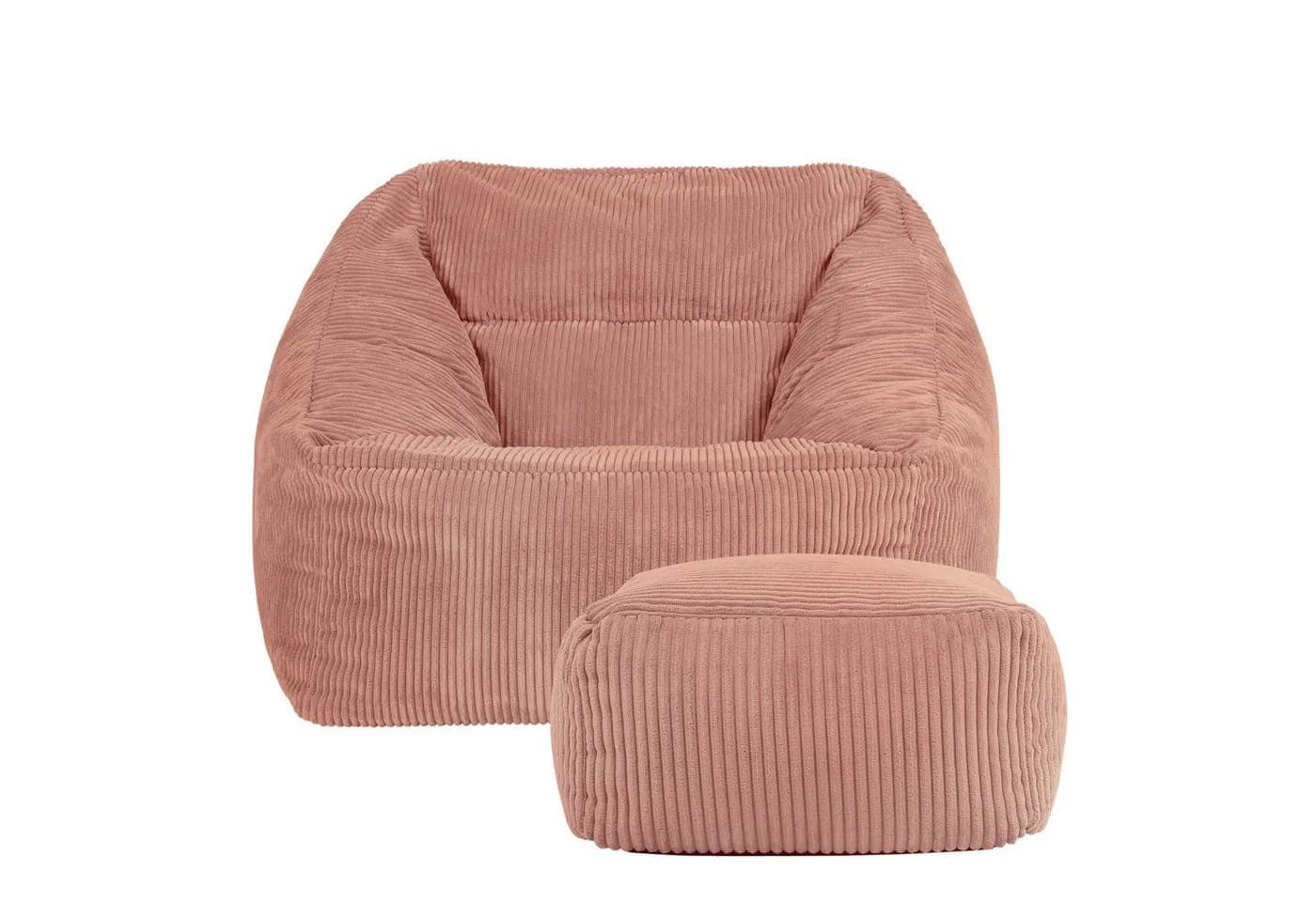 ICON Sitzsack Riesen Sessel aus Cord Flauschig „Natalia" mit Hocker (Spar-Set, 1 x Sitzsack-Sessel, 1 x Fußhocker), Sitzsack XXL, Made in Germany, für Erwachsene & Kinder, für Wohnzimmer - Bild 4