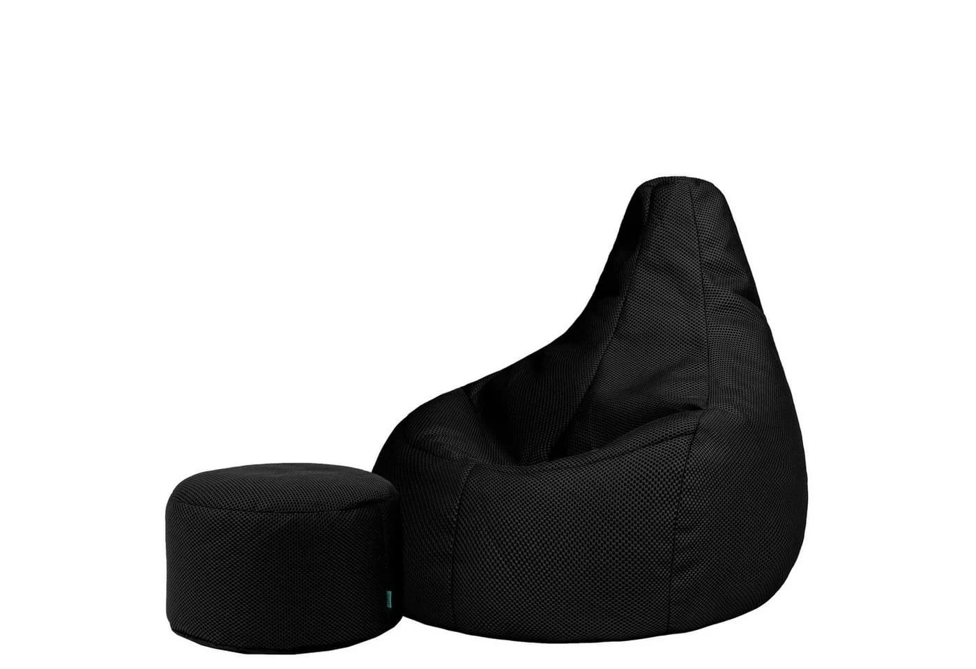 icon Sitzsack Liegesessel Dalton XXL Schwarz mit Hocker - Bild 2