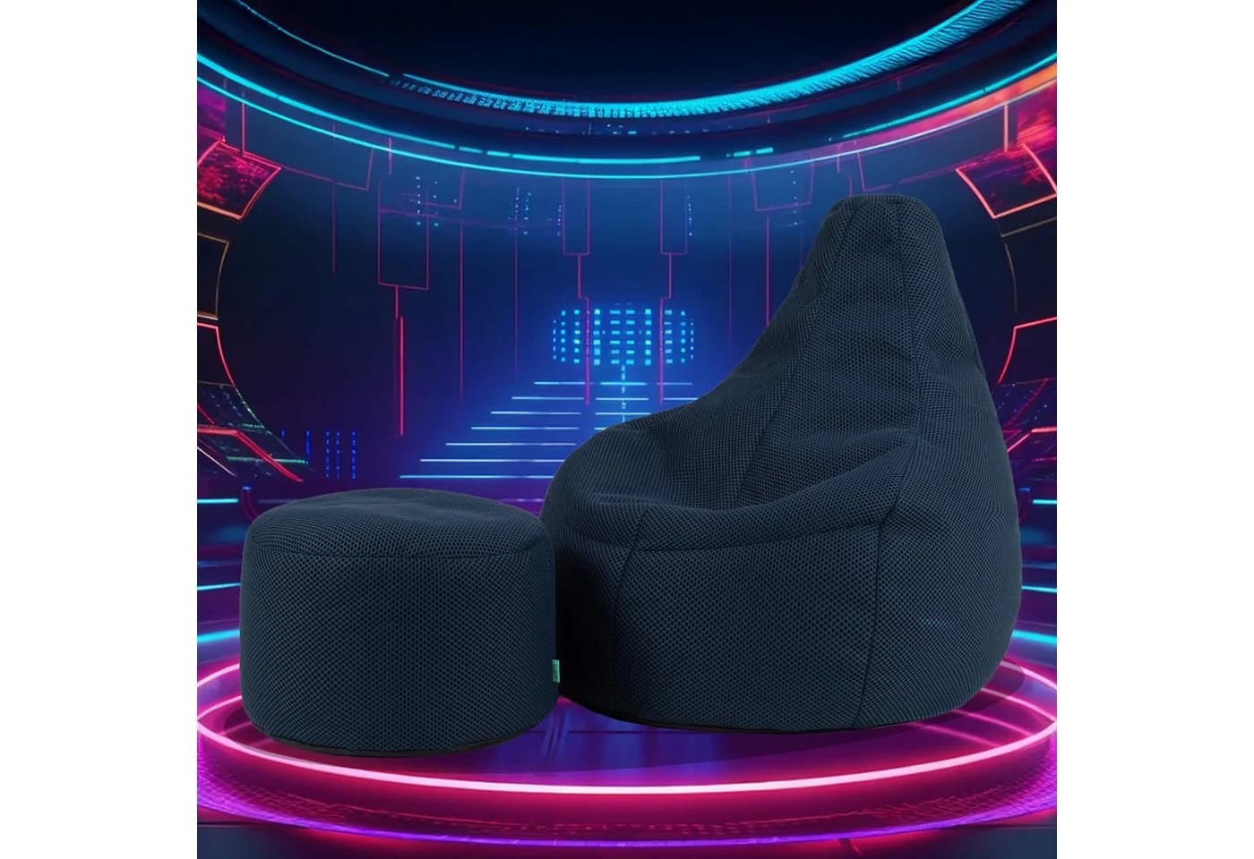 icon Sitzsack Liegesessel Gaming XXL mit Hocker marineblau - Bild 4