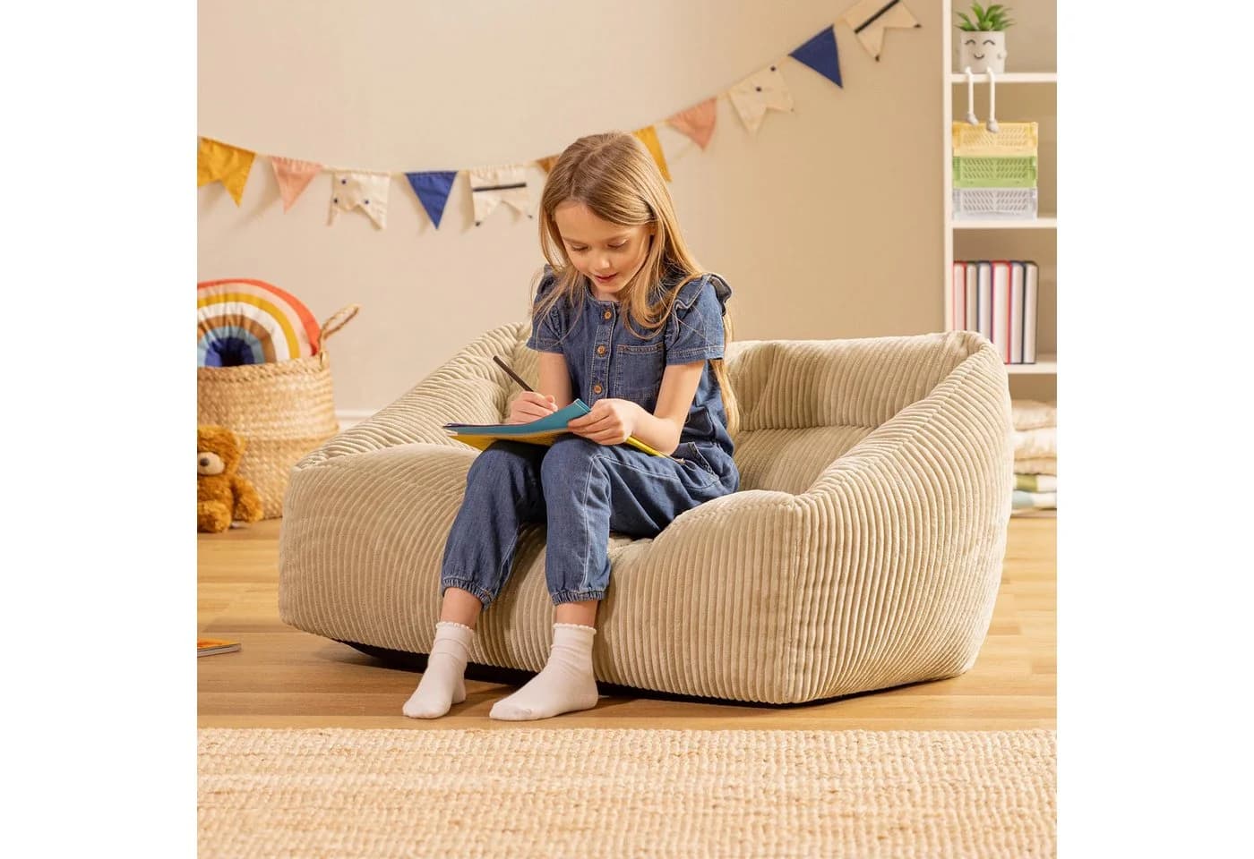 ICON Sitzsack Sofa für Kinder aus Cord mit Füllung, Made in Germany