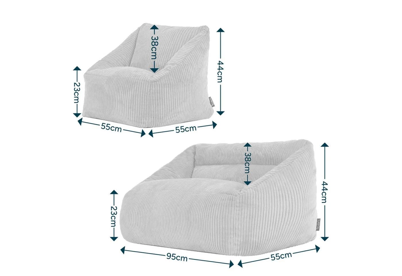 icon Sitzsack Kinder Sofa mit Sessel Cord Beige Made in Germany - Bild 5