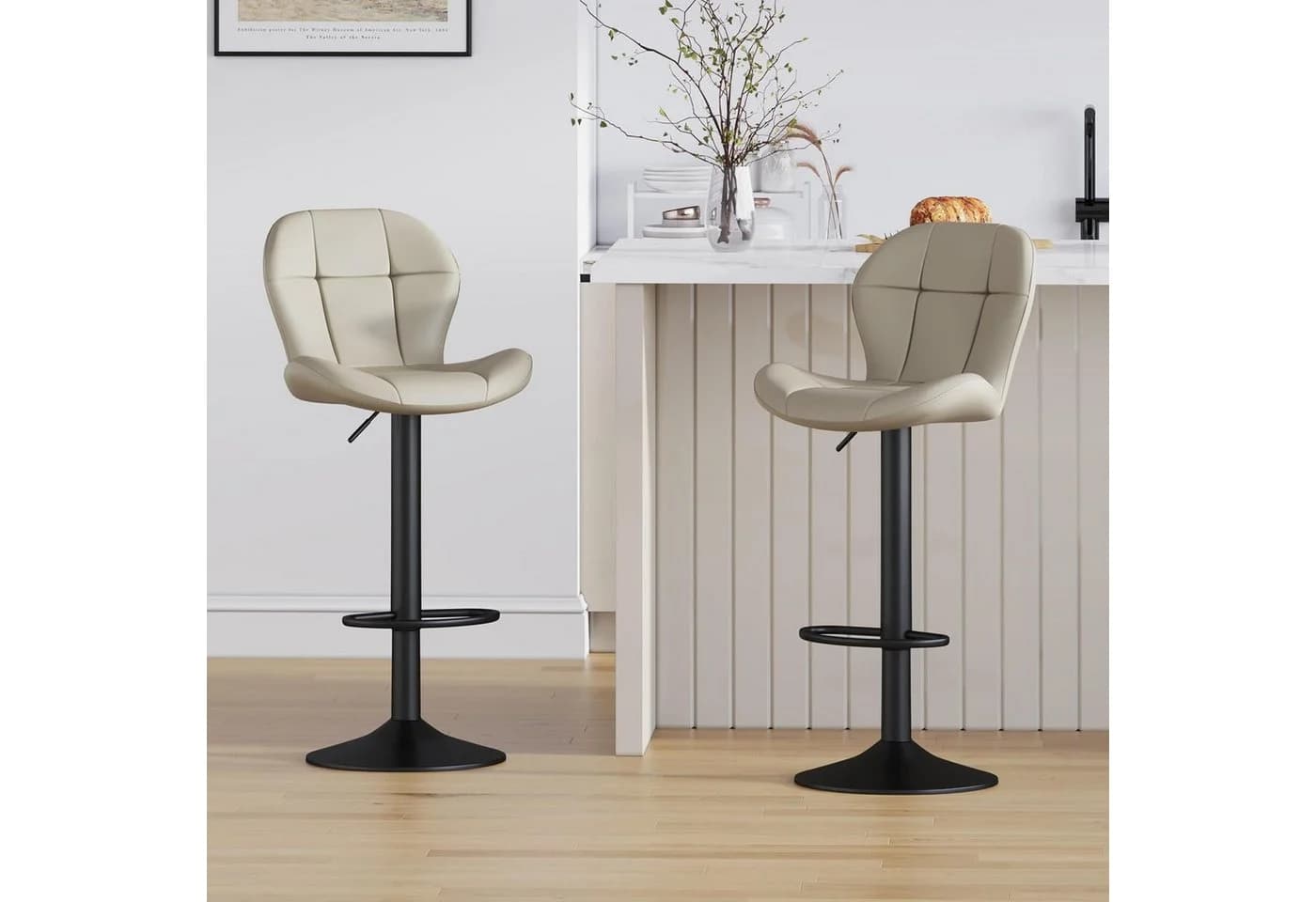 MCC direct Barhocker STELLA 2er Set höhenverstellbar Kunstleder Braun