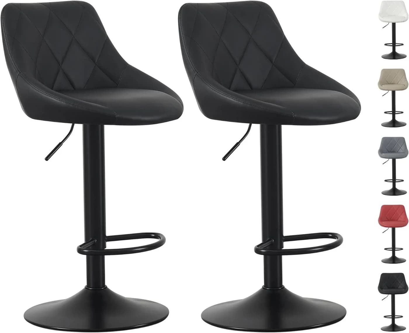 MCC direct Barhocker STANLEY 2er Set Schwarz Kunstleder Metall - Bild 2