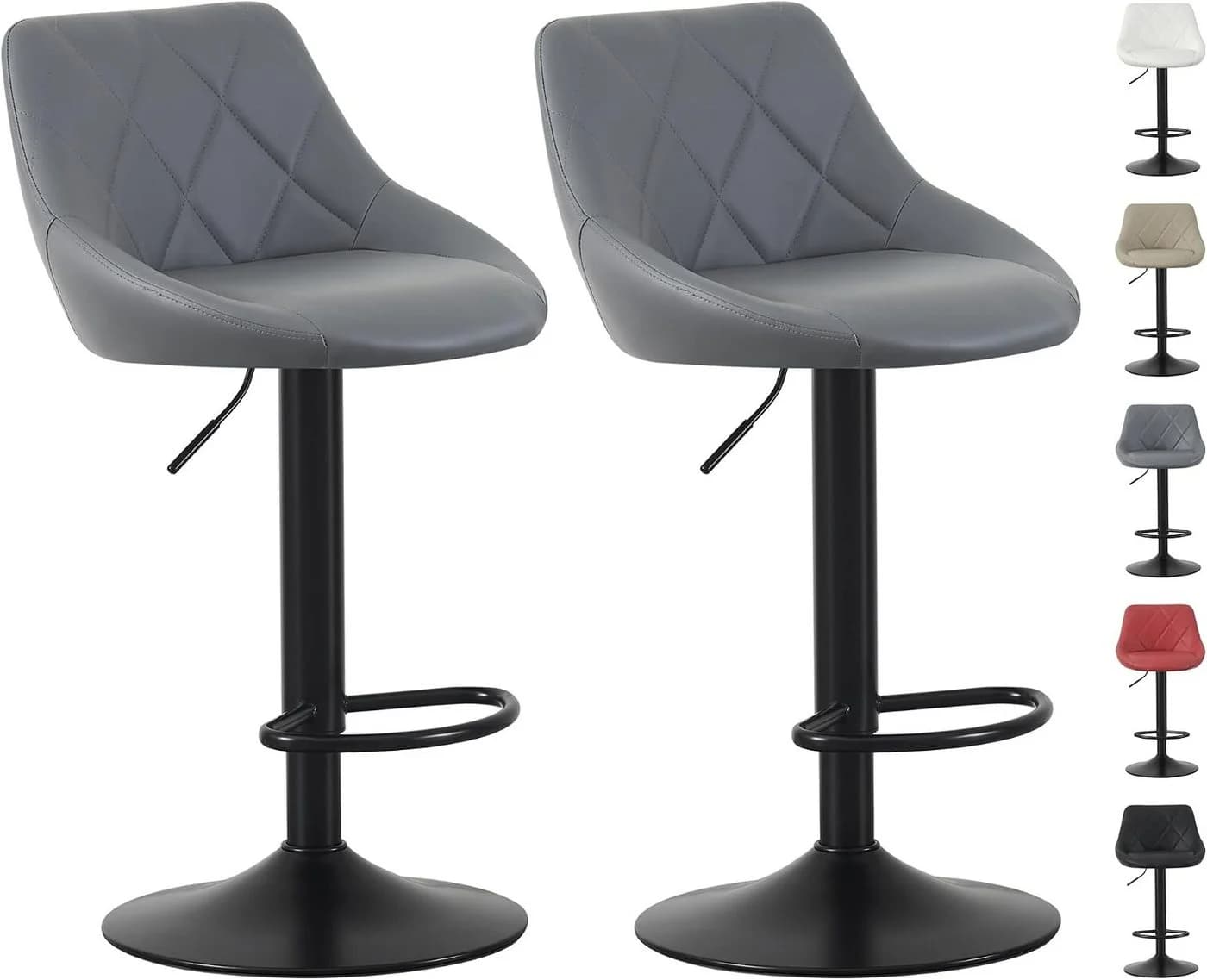MCC direct Barhocker STANLEY 2er Set Grau Kunstleder Metall - Bild 2