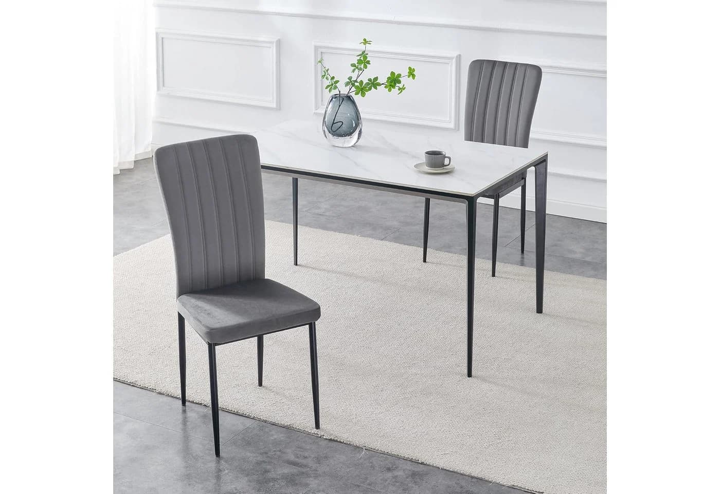 MCC direct Esszimmerstuhl ELLE Samt Grau 2er Set