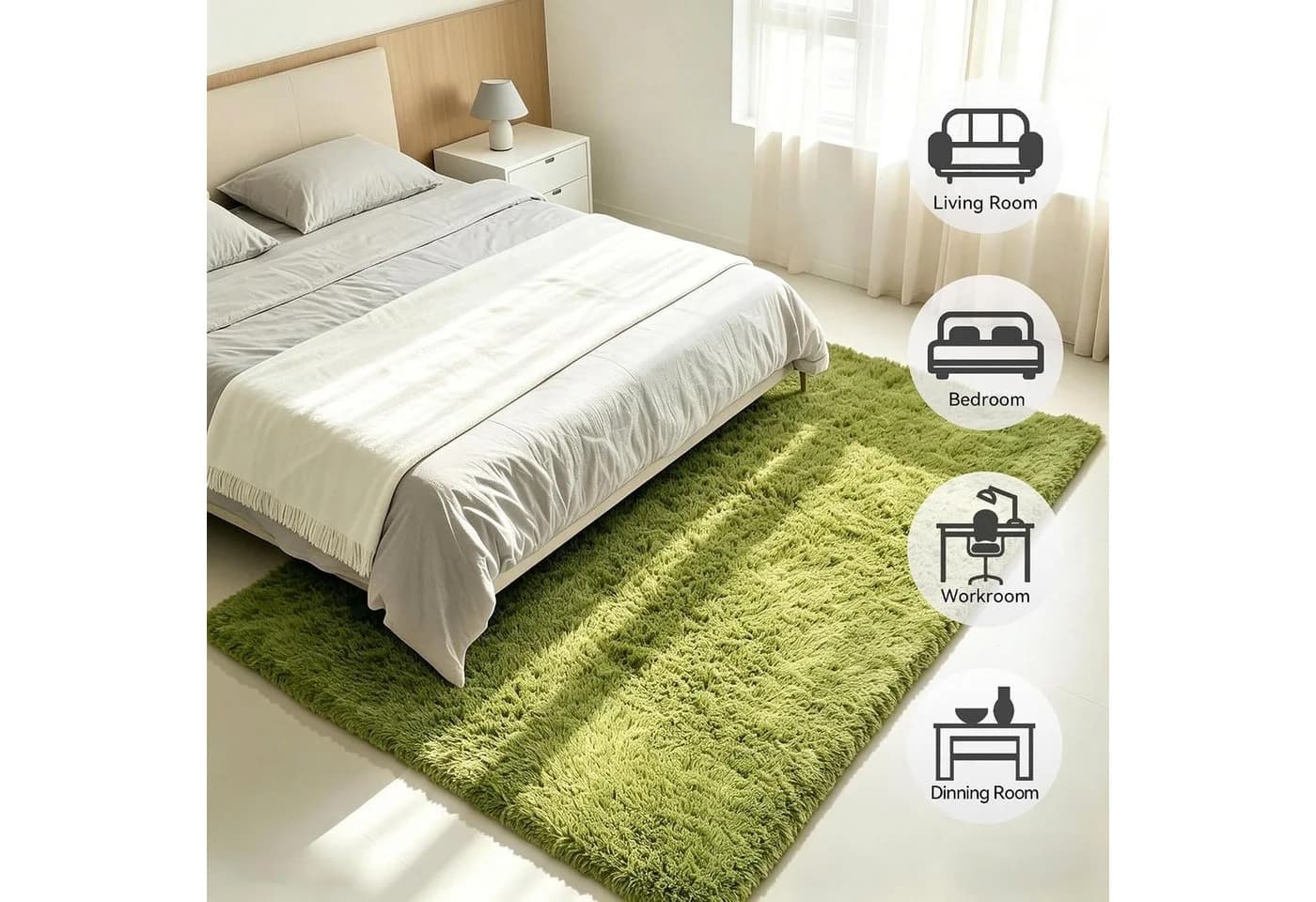MCC direct Hochflor-Teppich Grün Flauschteppich - Bild 3