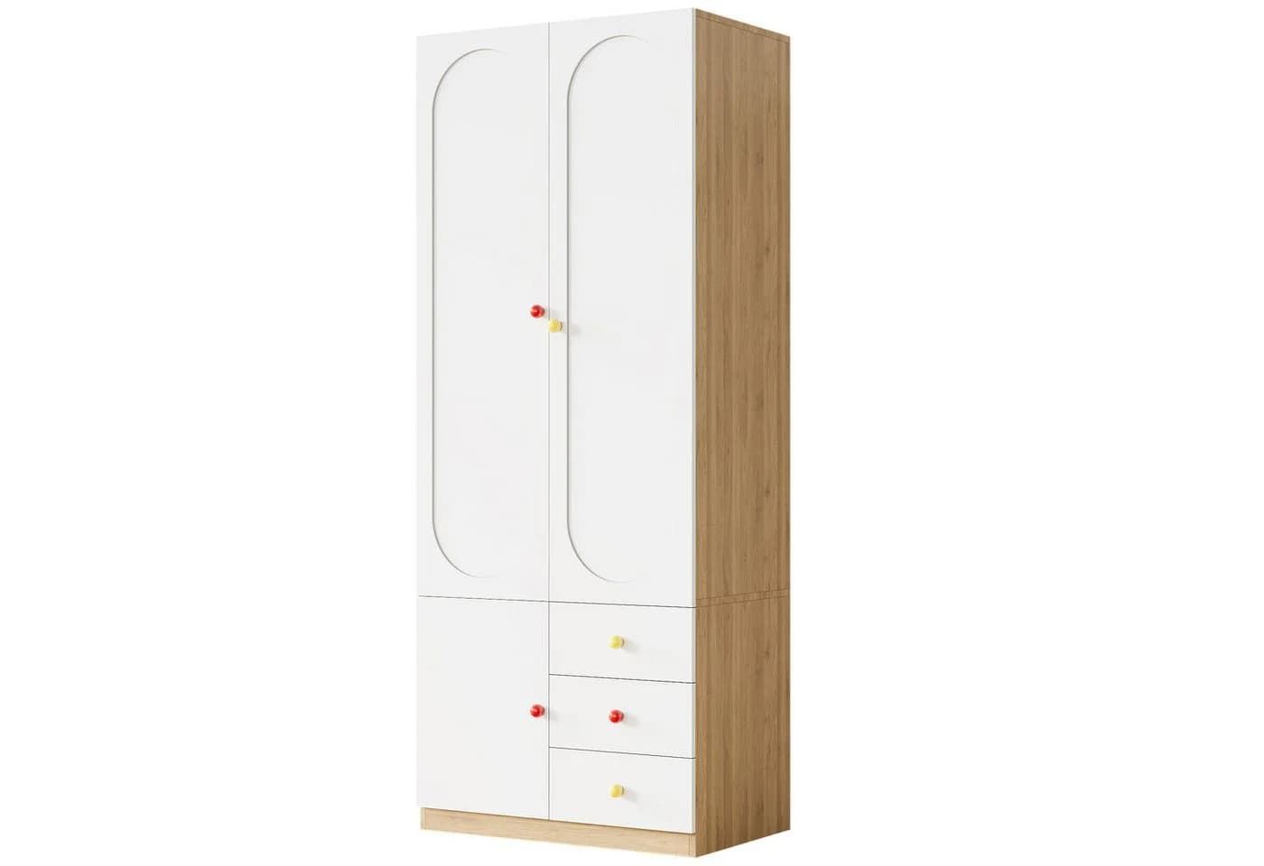 Merax Kinderkleiderschrank 3-türig mit Schubladen und Kleiderstange Weiß - Bild 5
