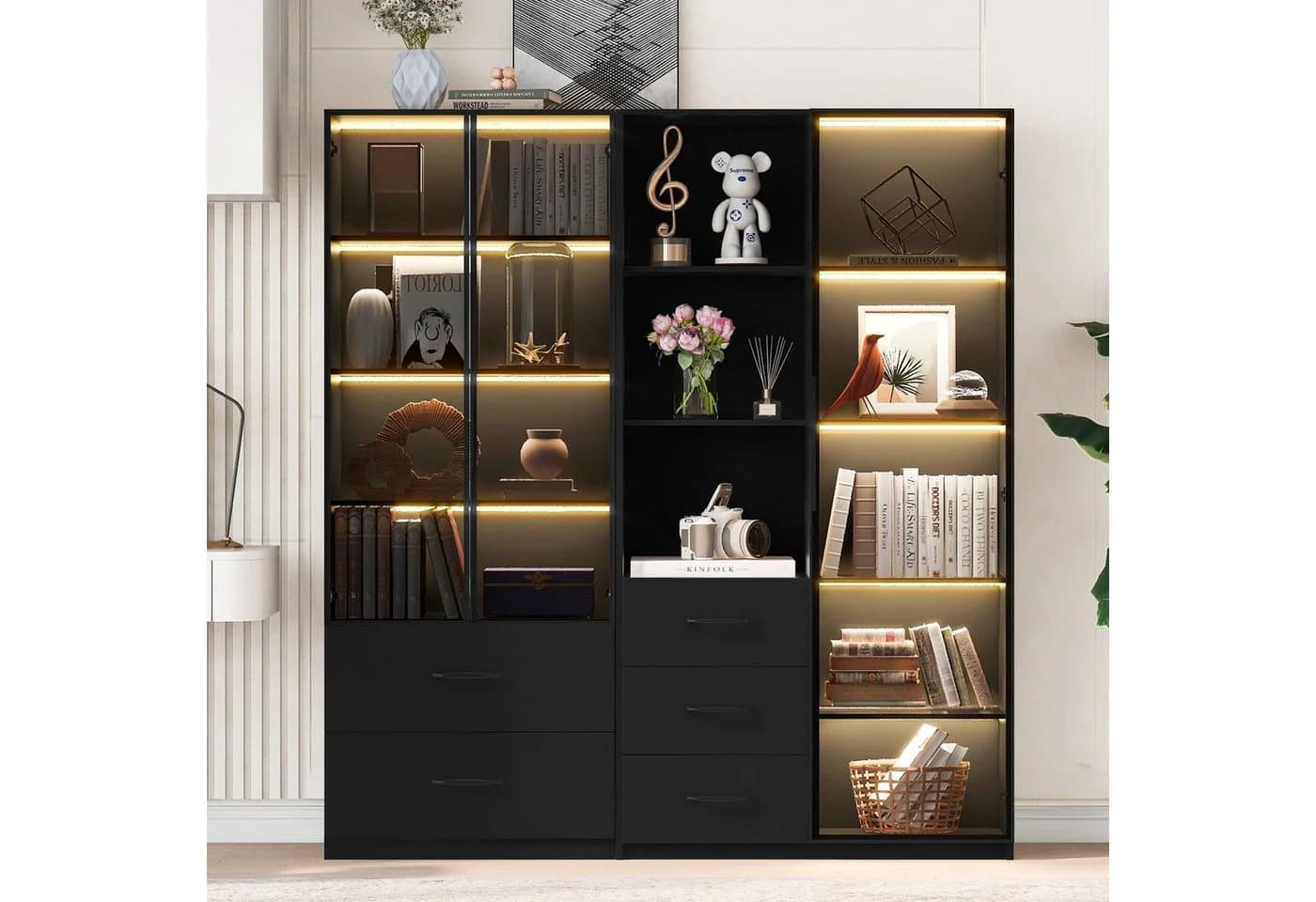 Merax Glasvitrine mit LED-Beleuchtung und Soft-Close Türen - Bild 2