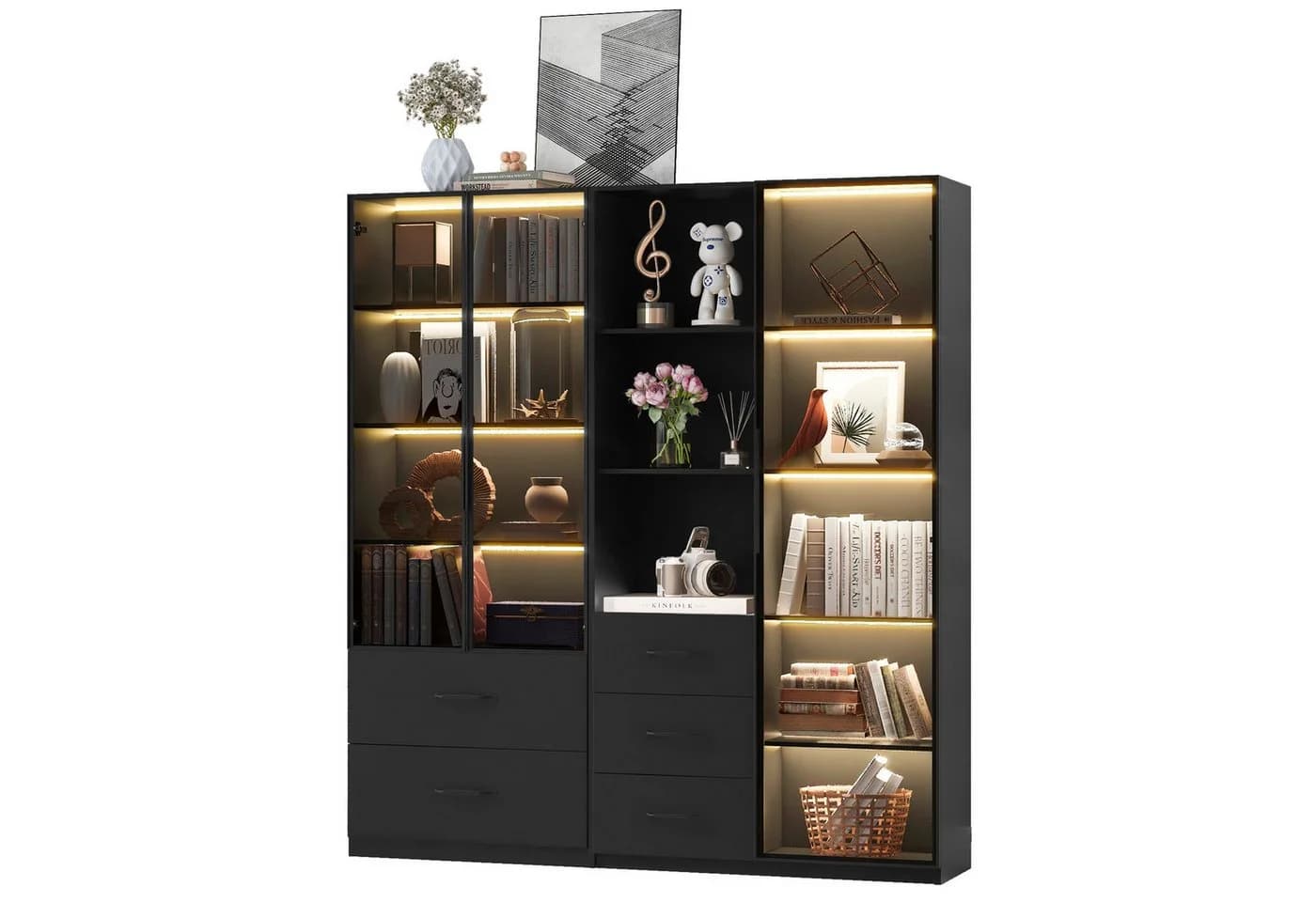 Merax Glasvitrine mit LED-Beleuchtung und Soft-Close Türen - Bild 4