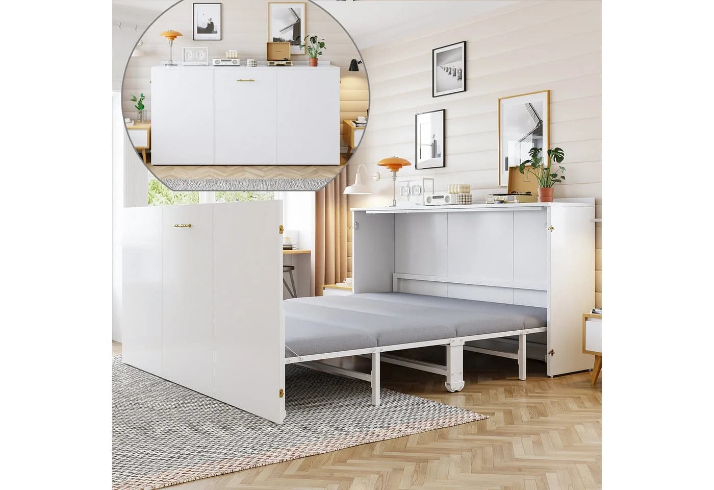 Flieks Schrankbett 140x200 mit Matratze & Rollen - Bild 2