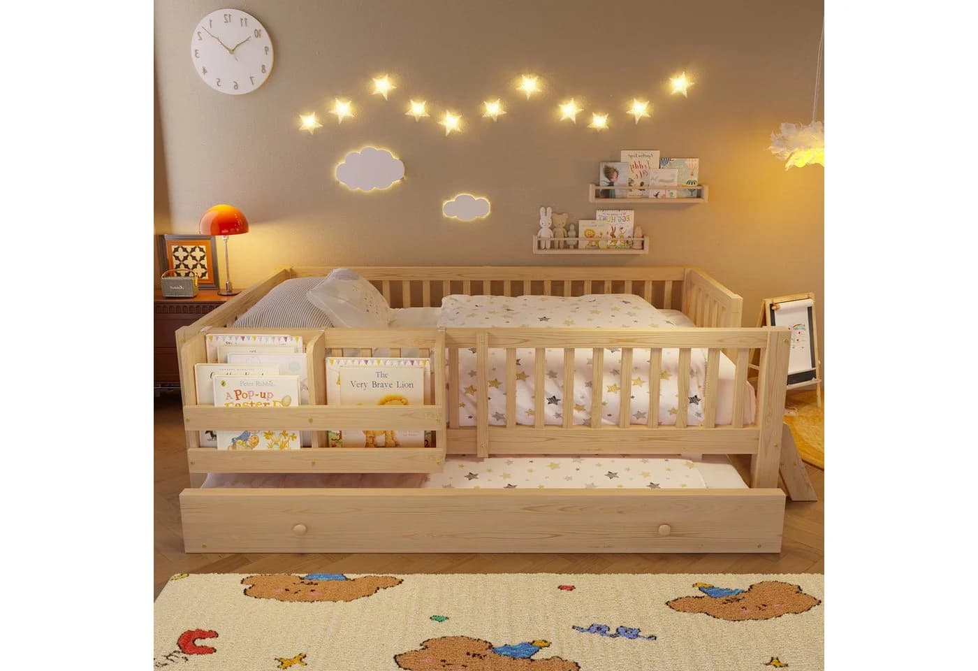 Flieks Kinderbett 90x200 mit Ausziehbett & Stauraum - Bild 3