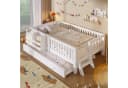 Flieks Massivholzbett Kinderbett 90x200cm mit Ausziehbett und Geländer Weiß Bild 1