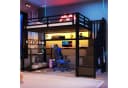 Flieks Hochbett Metall 90x200 mit LED Schreibtisch Stauraumtreppe Bild 2