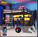 Flieks Hochbett Metall 90x200 mit LED Schreibtisch Stauraumtreppe Bild 4
