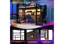 Flieks Hochbett Metall 90x200 mit LED Schreibtisch Stauraumtreppe Bild 5