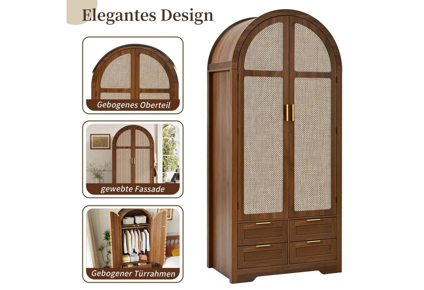 Flieks Kleiderschrank Garderobenschrank Walnuss Modern - Bild 4