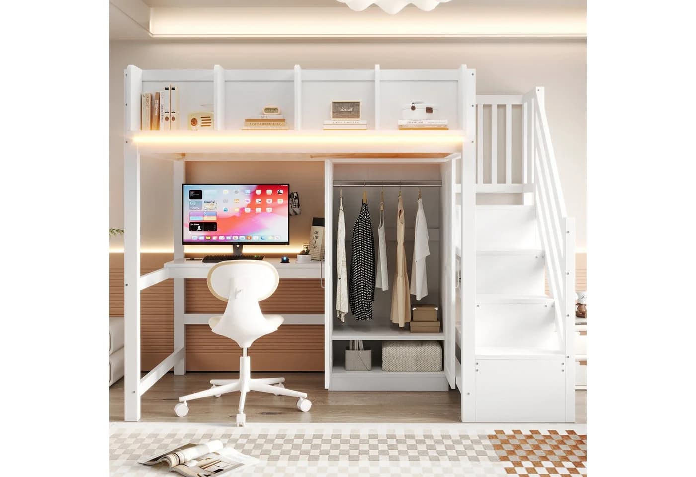 Flieks Hochbett mit Schreibtisch & Kleiderschrank