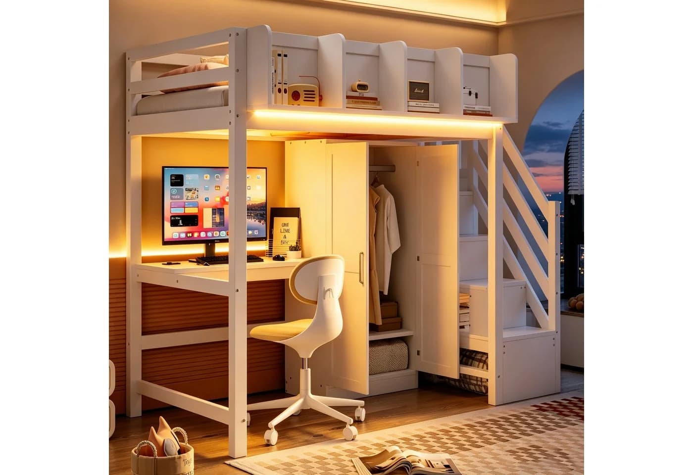 Flieks Hochbett mit Schreibtisch & Kleiderschrank - Bild 3