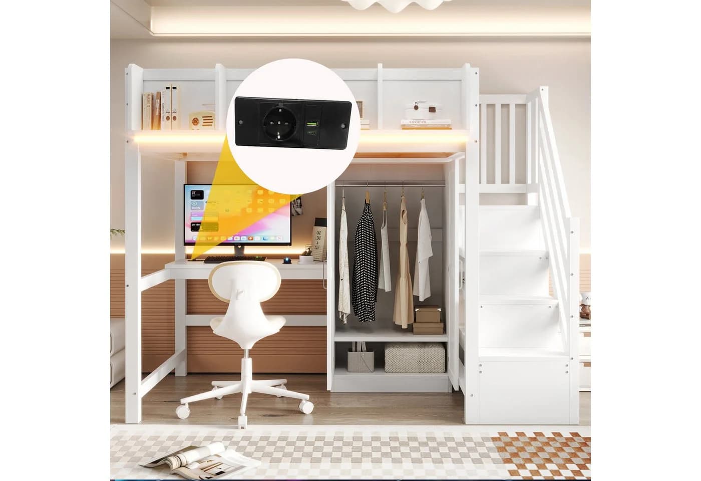 Flieks Hochbett mit Schreibtisch & Kleiderschrank - Bild 5