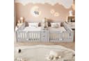 Flieks Kinderbett Bodenbett grau mit Schubladen und Regal Bild 1