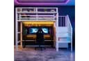 Flieks Hochbett Metallbett 90x200cm mit LED & Stauraumtreppe Bild 3