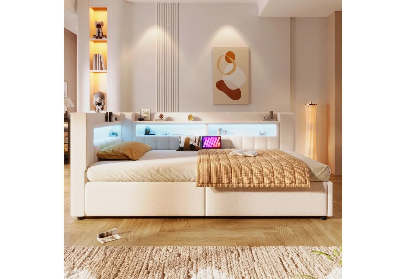 Flieks Polsterbett 90x200cm mit LED-Beleuchtung und Stauraum - Bild 4
