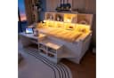 Flieks Halbhochbett mit Schreibtisch, Schrank & LED-Leiste Weiß Bild 1