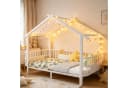 Flieks Kinderbett Hausform Metall weiß mit Sicherheitsgitter Bild 2
