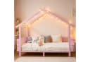 Flieks Kinderbett Hausform Metall Rosa mit Sicherheitsgitter Bild 1