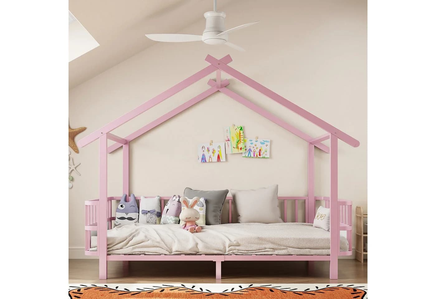 Flieks Kinderbett Hausform Metall Rosa mit Sicherheitsgitter - Bild 4