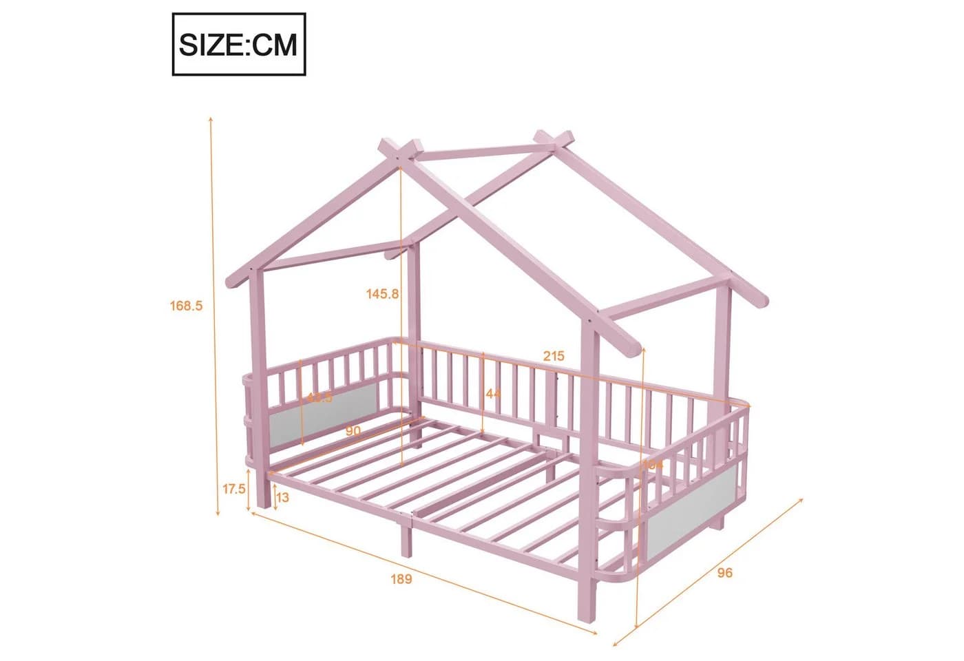 Flieks Kinderbett Hausform Metall Rosa mit Sicherheitsgitter - Bild 5