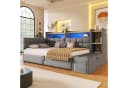 Flieks Daybett Polsterbett 90x200cm mit LED, USB & Bettkasten Dunkelgrau Bild 1
