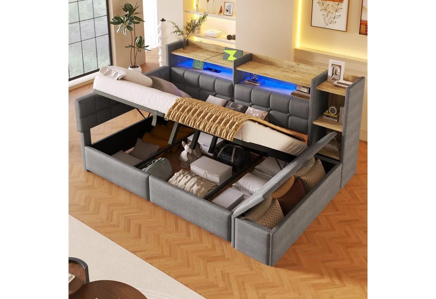 Flieks Daybett 140x200cm mit LED, USB und Samtbezug - Bild 2