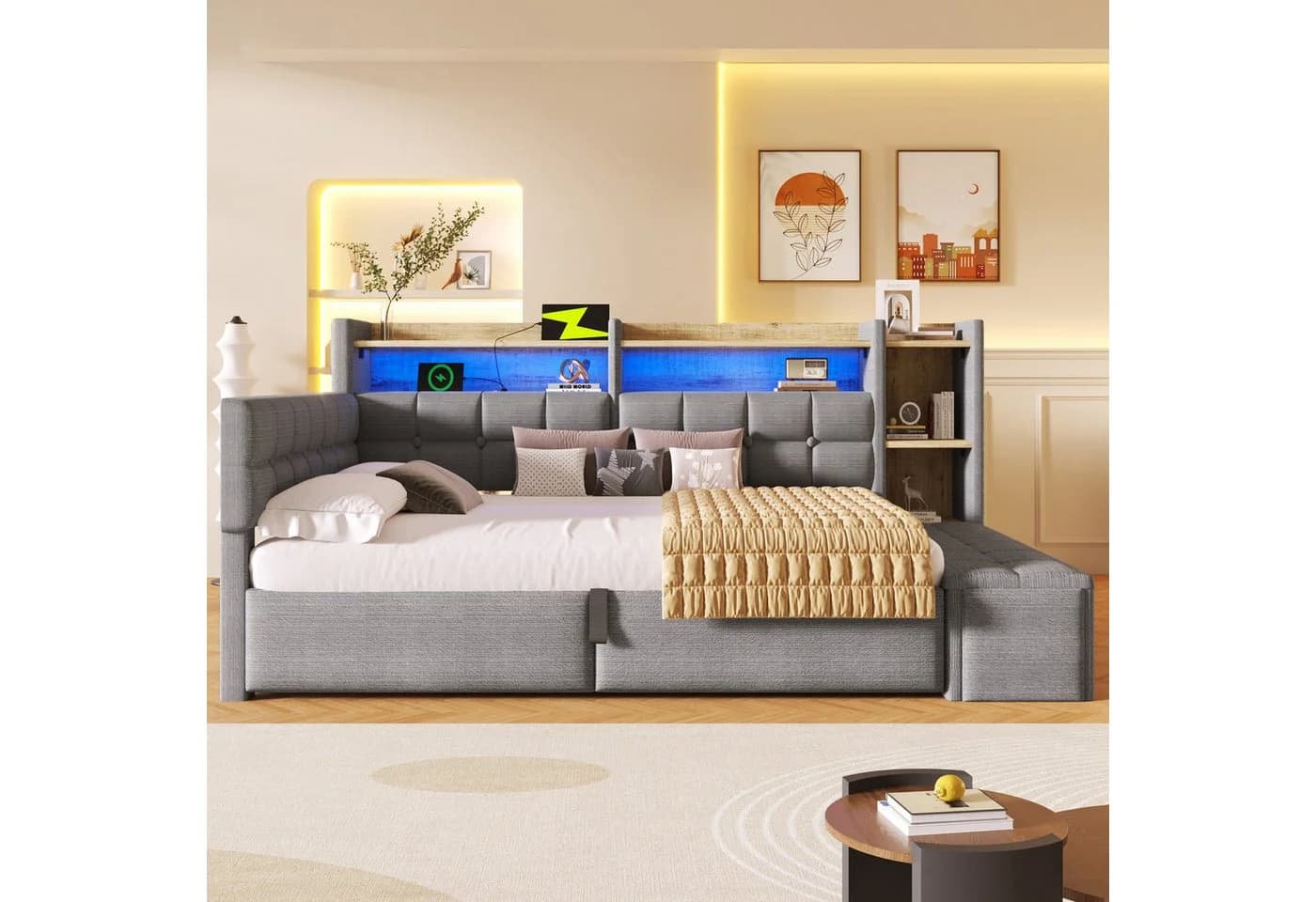 Flieks Daybett 140x200cm mit LED, USB und Samtbezug - Bild 3
