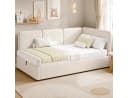 Flieks Daybett mit hydraulischem Stauraum und Samtbezug Beige Bild 1