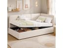Flieks Daybett mit hydraulischem Stauraum und Samtbezug Beige Bild 2