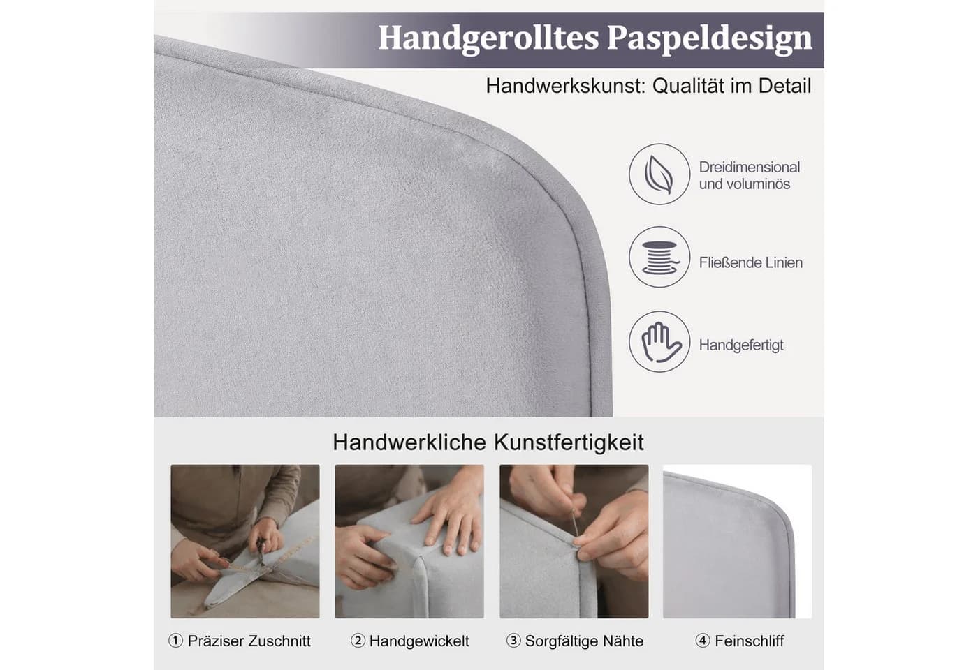 Flieks Daybett Grau Samt mit hydraulischem Stauraum - Bild 4