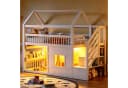 Flieks Hochbett 90x200cm mit Stauraumtreppe und LED-Beleuchtung Weiß Bild 2